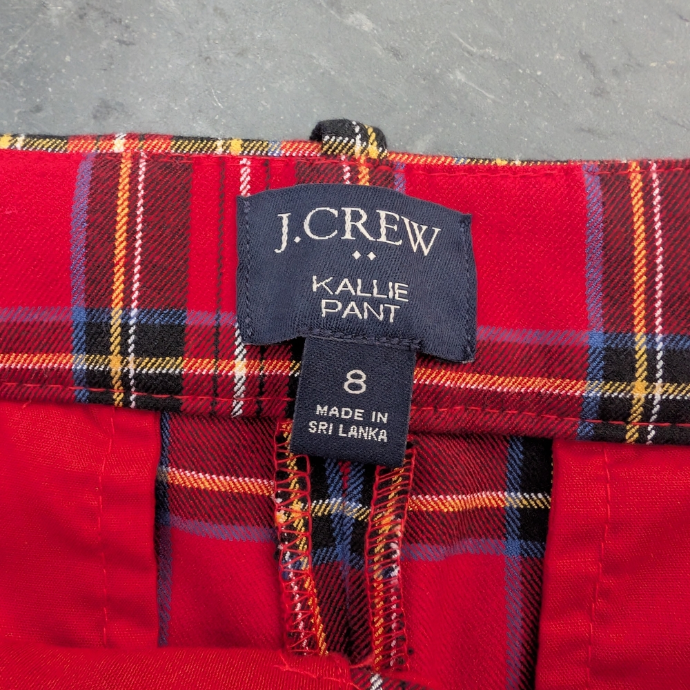 J. Crew Red and Black Plaid Women's Kallie Pants - Picture 5 of 6
